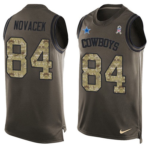 Men's Limited Jay Novacek Nike Jersey Green - #84 Salute to Service Tank Top NFL Dallas Cowboys